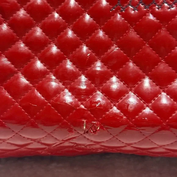 Consuela Quilted Red Patent Floral Embroidered Tote - Picture 16 of 16